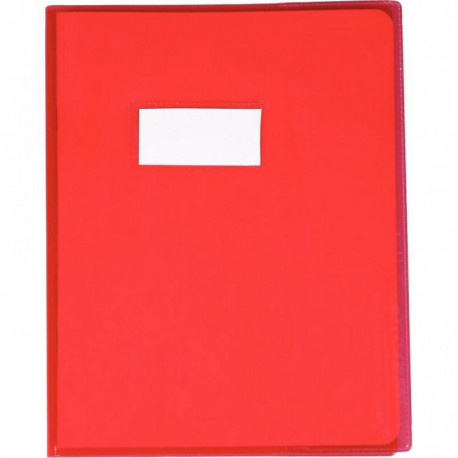 PROTEGE CAHIER  CRISTALUX 17X22 22/100 ROUGE TRANSPARENT LISSE
