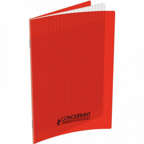 CAHIER PIQÛRE 140 PAGES CONQUERANT, A4, SEYÈS, COUV PP ROUGE