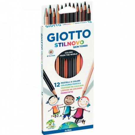 ÉTUI DE 12 CRAYONS DE COULEUR STILNOVO TONS PEAUX