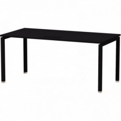 BUREAU DROIT PIÈTEMENT EN U L160XH74XP80CM PANNEAU NOIR/PIEDS NOIR