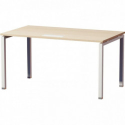 BUREAU DROIT PIÈTEMENT EN U L140XH74XP80CM PANNEAU HÊTRE/PIEDS BLANC