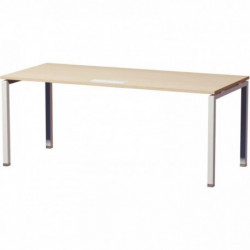 BUREAU DROIT PIÈTEMENT EN U L180XH74XP80CM PANNEAU HÊTRE/PIEDS BLANC