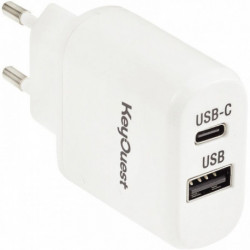 CHARGEUR SECTEUR USB-C ET USB BLANC