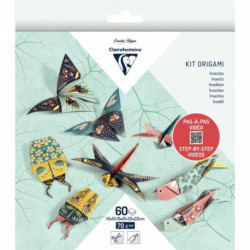 POCHETTE 60 FEUILLES ORIGAMI 3 FORMATS INSECTES