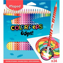 CRAYONS DE COULEUR POCHETTE DE 24 OOPS EFFAÇABLE