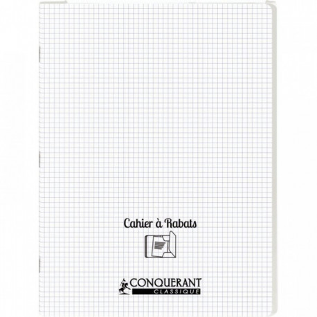 CAHIER PIQÛRE 96 PAGES POLYPROPYLÈNE AVEC 2 RABATS 24X32 CM QUADRILLÉ 5X5 INCOL