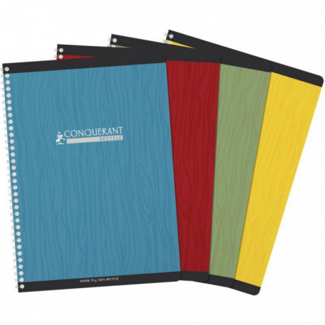 CAHIER SPIRALE A4 180P 5X5 70G 100% RECYCLE 21X29,7  CONQUERANT PEFC FAB France