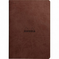CARNET  A5 LIGNE 64P 90G IVOIRE  COUV SOUPLE CHOCOLAT RHODIARAMA  - PEFC
