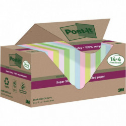 BLOC REPOSITIONNABLE 76X76 COULEURS ASS RECYCLE 100F TOUR 14+4 OFFERTS SUPER STICKY POST-IT  