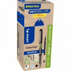 PACK DE 10 ROLLERS GREENBALL NOIRS + 10 RECHARGES NOIRES