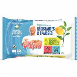 PAQUET DE 60 LINGETTES DÉSINFECTANTES CITRON