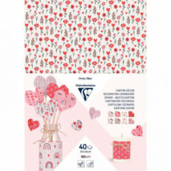 PAQUET DE 40 FEUILLES CARTON DÉCORATION LOVE 25 X 35 CM