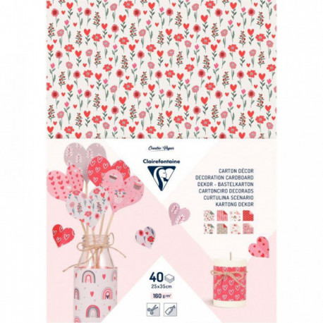 PAQUET DE 40 FEUILLES CARTON DÉCORATION LOVE 25 X 35 CM