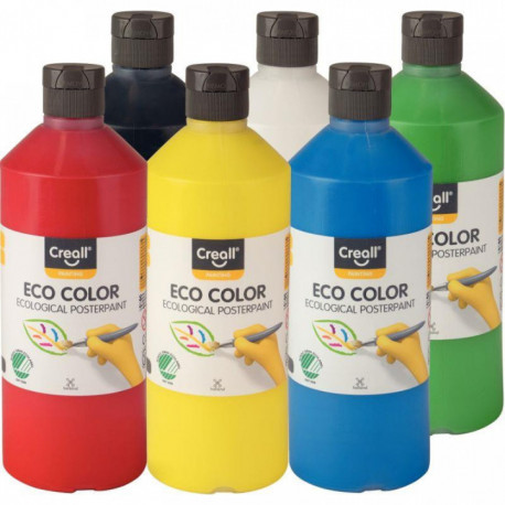 CARTON DE 6 FLACONS 500ML DE GOUACHE BIOLOGIQUE CREALL ECO COLOR