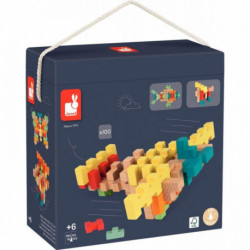 JEU DE CONSTRUCTION EN BOIS, 100 PIÈCES