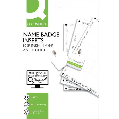 BTE X25F DE 12 ETIQUETTE BLANCHE P/BADGE 40X75MM P/IMP JET D ENCRE