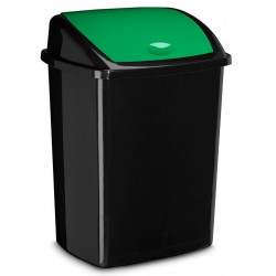 POUBELLE PLASTIQUE COUVERCLE BASCULENT VERT 50L