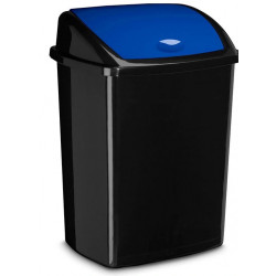 POUBELLE PLASTIQUE COUVERCLE BASCULENT BLEU 50L