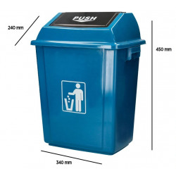 POUBELLE BLEUE PLASTIQUE COUVERCLE BASCULANT  2 POIGNEES 20L 34x24x45cm