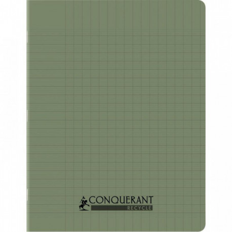 CAHIER PIQÛRE 96 PAGES CONQUERANT RECYCLE FORMAT 17X22 CM, RÉGLURE SEYÈS, COUVERTURE EN POLYPROPYLÈNE VERT