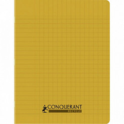 CAHIER PIQÛRE 96 PAGES CONQUERANT RECYCLE FORMAT 17X22 CM, RÉGLURE SEYÈS, COUVERTURE EN POLYPROPYLÈNE JAUNE