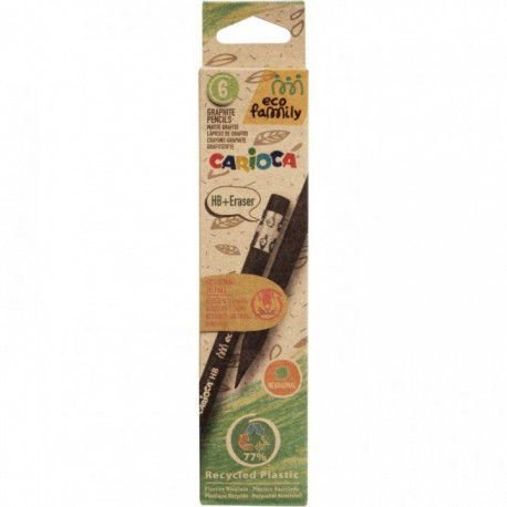 POCHETTE DE 6 CRAYONS GRAPHITE ÉCO FAMILY HB BOUT GOMME