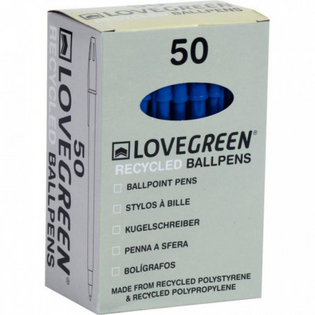 BOÎTE DE 50 STYLOS LOVEGREEN BLEU