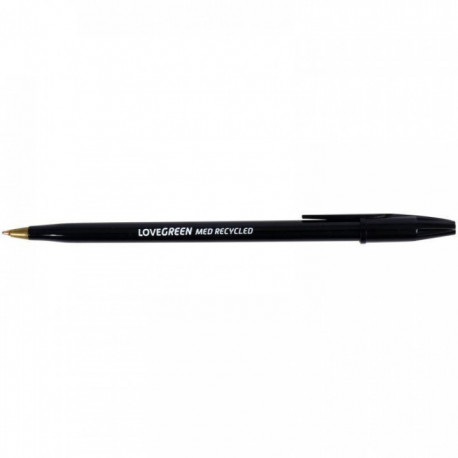 STYLO BILLE LOVEGREEN NOIR POITE MOYENNE 1MM BTE50  86% RECYCLE