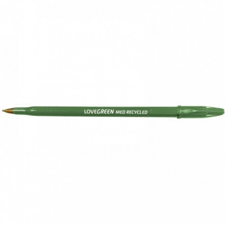 STYLO BILLE LOVEGREEN VERT POITE MOYENNE 1MM BTE50  86% RECYCLE