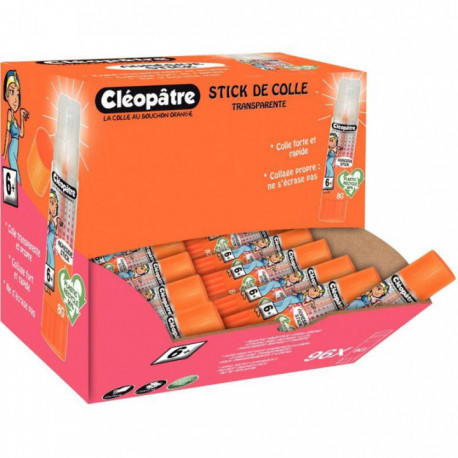 BOX DE 96 BÂTONS DE COLLE TRANSPARENTE ADHÉSIVE