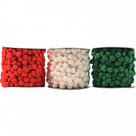 PACK DE 3 BOBINES POMPONS 3MÈTRES ASSORTIS