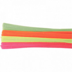 SAC DE 100 CHENILLES DIAMÈTRE 6MM LONGUEUR 30 CM FLUO ASSORTIS