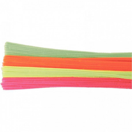 SAC DE 100 CHENILLES DIAMÈTRE 6MM LONGUEUR 30 CM FLUO ASSORTIS