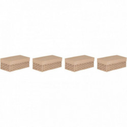 LOT DE 4 BOITES RECTANGLES TRESSÉES EN CARTON