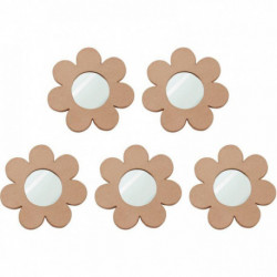 LOT DE 5 MIROIRS FORME FLEUR EN CARTON DIAMÈTRE 17,5 CM