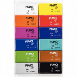 LOT DE 12 BLOCS FIMO SOFT 25G COLORIS BASIQUES