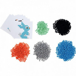 SAC DE 1500 AQUAPERLES ET 10 MODÈLES, FORMAT 3 X 3MM, EN 5 COLORIS ASSORTIS