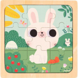 BOITE DE 3 PUZZLES À CADRE EN BOIS 9 PIÈCES, JOYEUX ANIMAUX