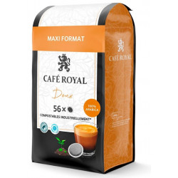 CAFE DOSETTE P/SENSEO BTE56  CAFE ROYAL DOUX NOTES CARAMEL ET CHOCOLAT 100% ARABICA ECOLABEL FSC