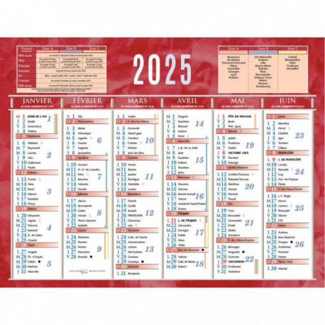 CALENDRIER SEMESTRIEL 13,5X17,5CM 6 MOIS PAR FACE