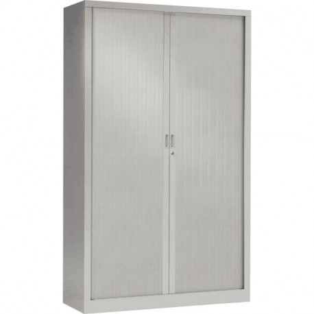 ARMOIRE À RIDEAUX HAUTE FAB FR 4 TABLETTES H198 L120 P43CM GENERIC+  CORPS ET RIDEAUX GRIS GAR 5ANS