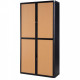 ARMOIRE À RIDEAUX  RECYCLABLE H204 L110 P 415 CM 4 TABLETTES CORPS NOIR / RIDEAUX HETRE GAR 5 ANS