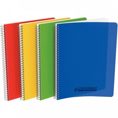 CAHIER SPIRALE A4 100P 5X5 90G COUV PP 21X29,7 CONQUERANT PEFC ECOLABLE FAB France