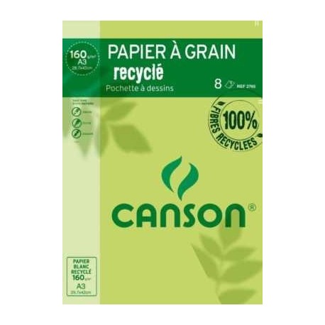 POCH.  8 FLE  RECYCLE CANSON 29,7x42 160G DESSIN