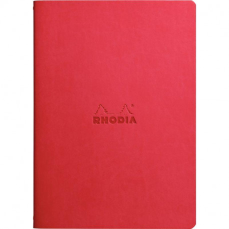 CARNET  A5 LIGNE 64P 90G IVOIRE  COUV SOUPLE ROUGE COQUELICOT RHODIARAMA  - PEFC