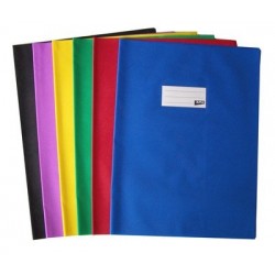 PROTEGE-CAHIER 24X32 SANS RABAT GRAIN CUIR PVC 19/100E BLEU INTROPA