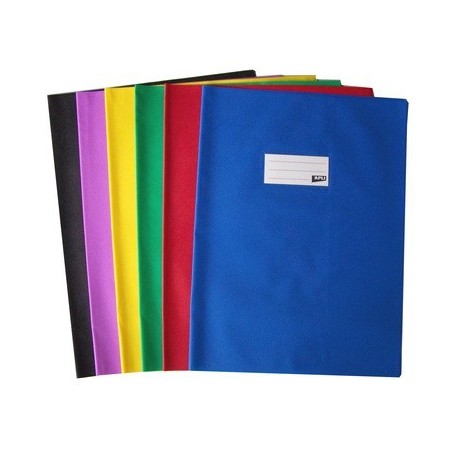 PROTEGECAHIER 24X32 SANS RABAT GRAIN CUIR PVC 19100E BLEU