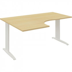 PLAN COMPACT 90° MISSOURI FAB FR RETOUR GAUCHE L.160xP.120 ET 60CM PLATEAU CHÊNE CLAIR/PIÈTEMENT BLANC VDF OBT.OPTION.GAR 5ANS