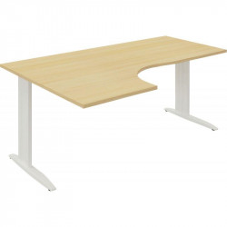 PLAN COMPACT 90° MISSOURI FAB FR RETOUR GAUCHE L..180xP.120 ET 60CM PLATEAU CHÊNE CLAIR/PIÈTEMENT BLANC VDF ET OBT.OPTION.GAR 5A