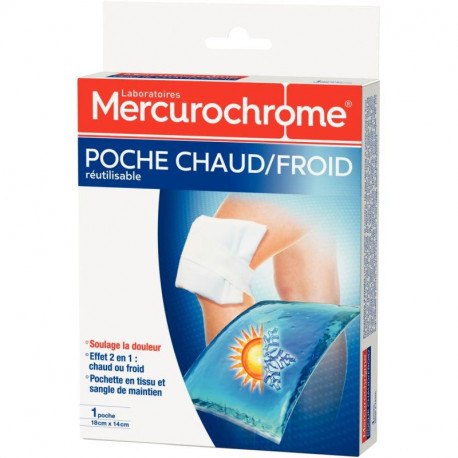  POCHE CHAUD/FROID RÉUTILISABLE SOULAGE LA DOULEUR POCHETTE EN TISSU ET SANGLE DE MAINTIEN MERCUROCHROME